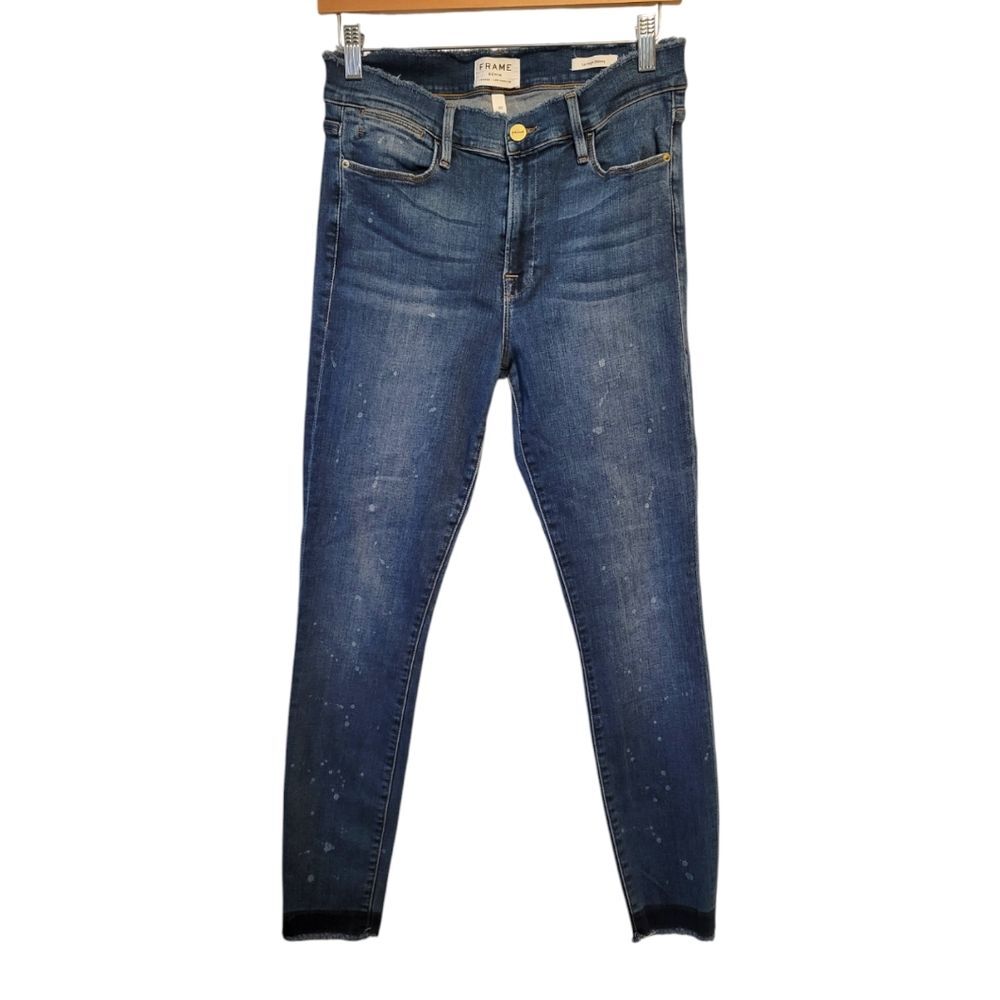 Frame Denim Le High Skinny Jeans Raw Edge Dunes Avenue Size 30